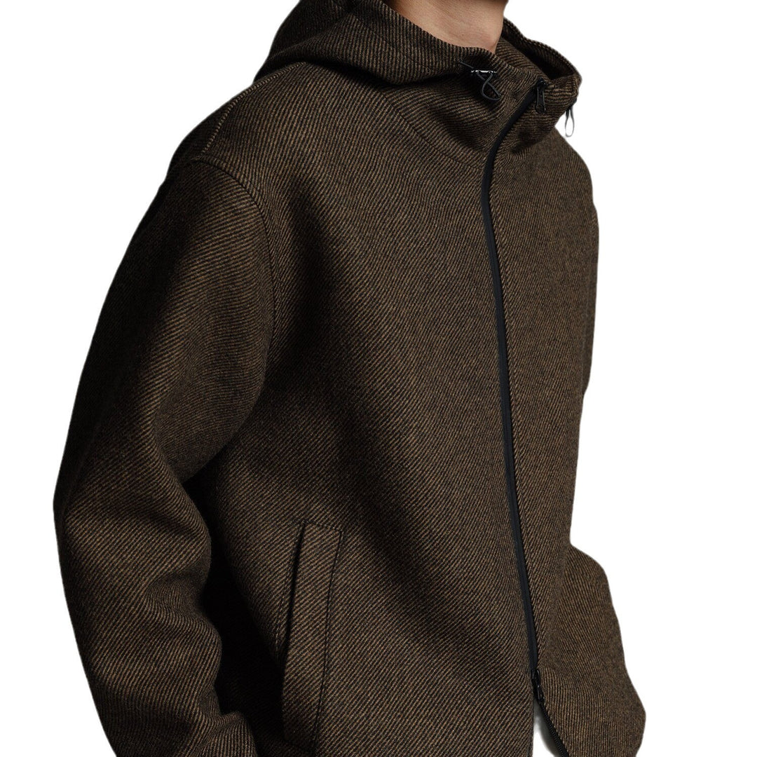 Herren Kurze Wollmisch-Kapuzenjacke mit Reißverschluss und elastischem Saum Drune