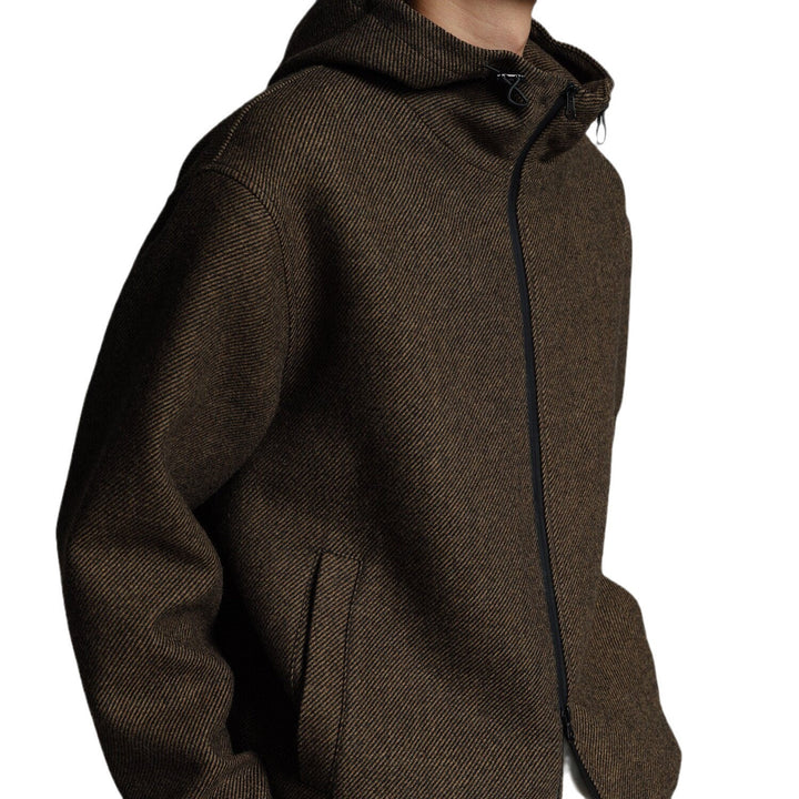 Herren Kurze Wollmisch-Kapuzenjacke mit Reißverschluss und elastischem Saum Drune