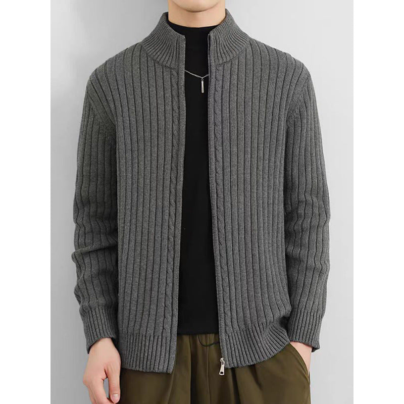 Herren Strickjacke mit durchgehendem Reißverschluss und hochgeschlossenem Kragen Drune