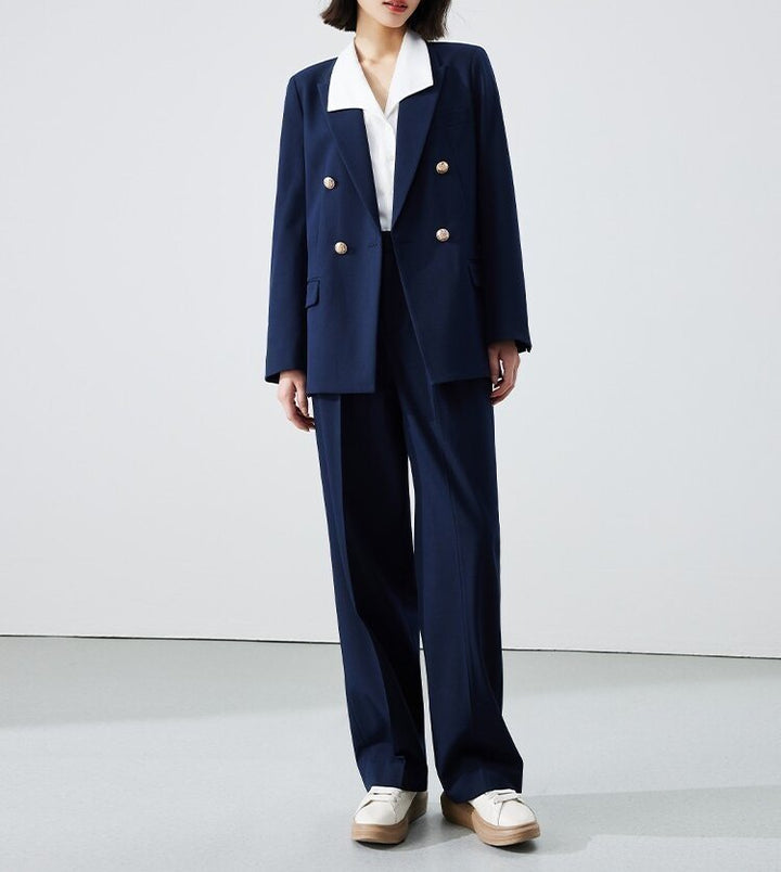 Damen Doppelreiher Blazer mit glänzenden Knöpfen Drune