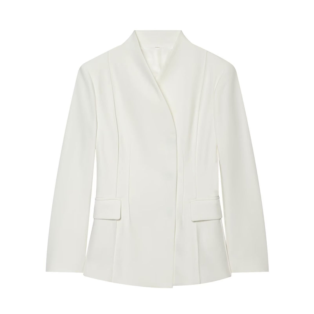 Damen Longblazer mit verdeckter Knopfleiste und Pattentaschen Drune