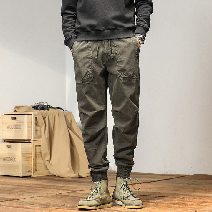 Herren Relaxed-Fit Canvas-Cargo-Jogger mit elastischem Tunnelzugbund, aufgesetzten Fronttaschen und Reißverschluss-Bündchen Drune