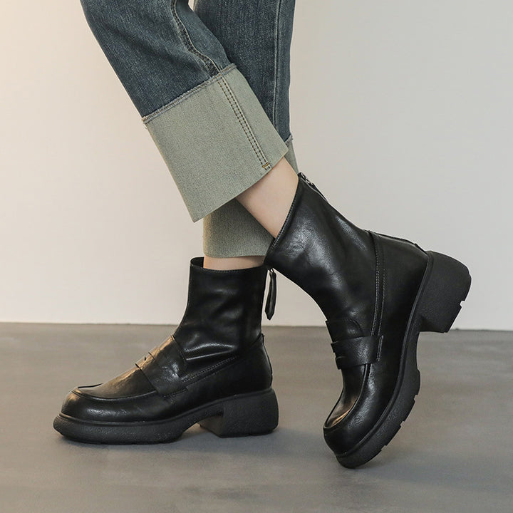 Damen Ankleboot im Loafer‑Moccasin‑Look mit sculpted Blockabsatz und Zuglasche Drune