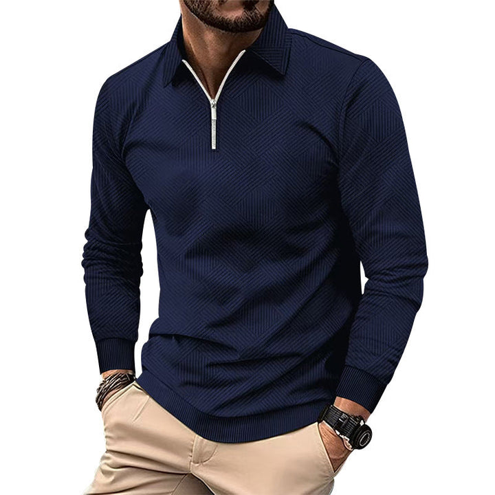 Herren hochwertiger Strickpullover mit Stehkragen und modischem Reißverschluss Drune