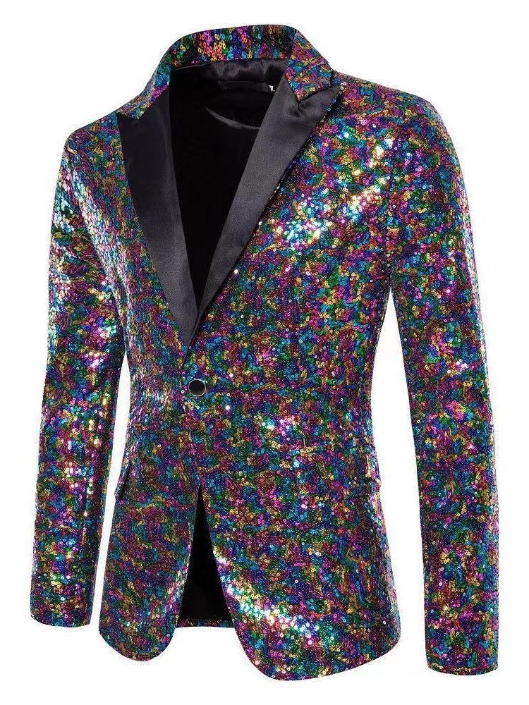 Herren eleganter Pailletten-Blazer mit edel dekorativen Akzenten Drune