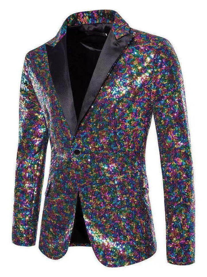 Herren eleganter Pailletten-Blazer mit edel dekorativen Akzenten Drune