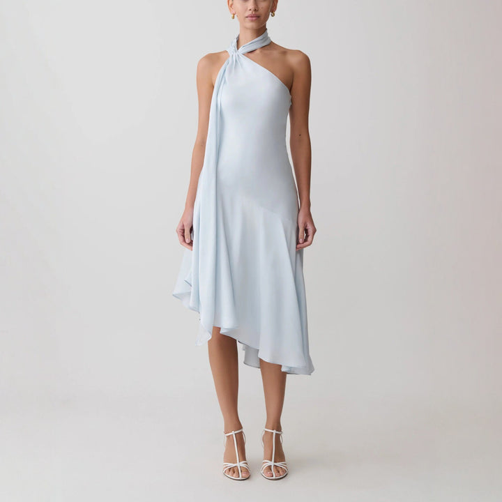 Damen asymmetrisches Schlussteil Kleid mit schmalem Träger Drune
