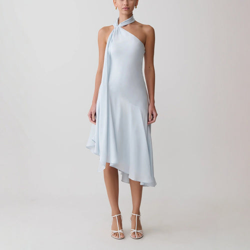 Damen asymmetrisches Schlussteil Kleid mit schmalem Träger Drune