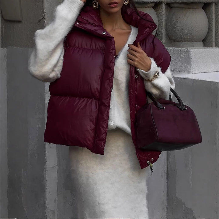 Damen Übergangsjacke im modischen Steppdesign mit hohem Kragen Drune