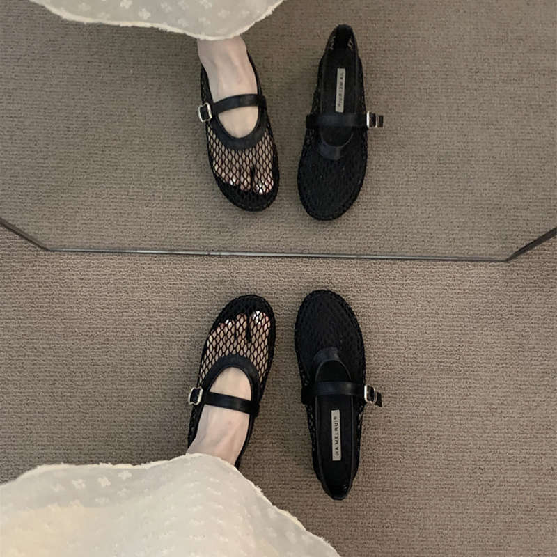 Damen Luftige Mesh-Sandalen mit verstellbarem Riemen und eleganter Schnalle Drune