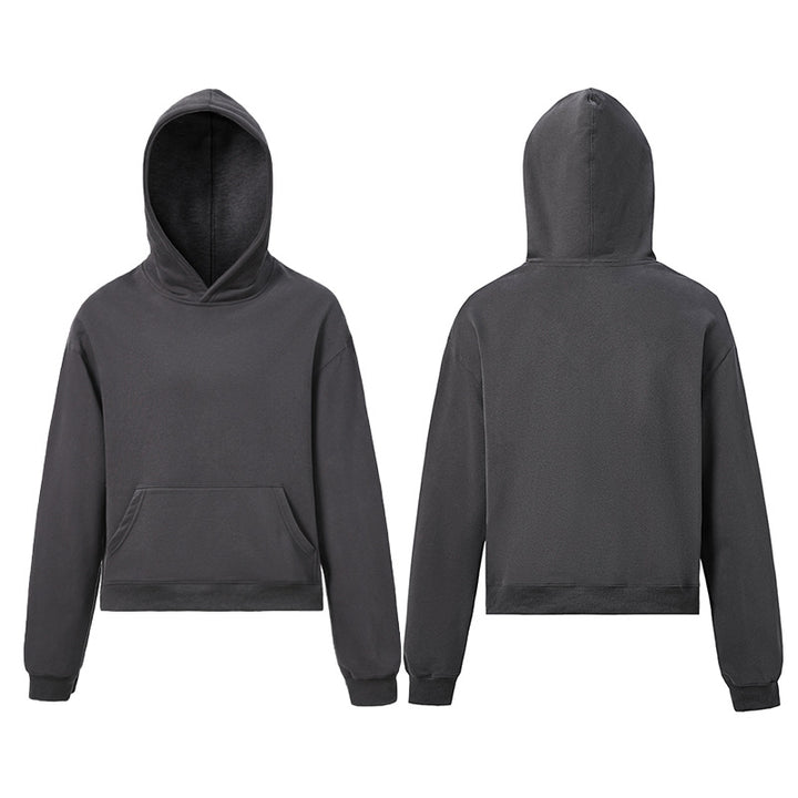 Unisex Kapuzenpullover aus Bio-Baumwoll-Fleece mit Kängurutasche und leicht verkürzter Passform Drune