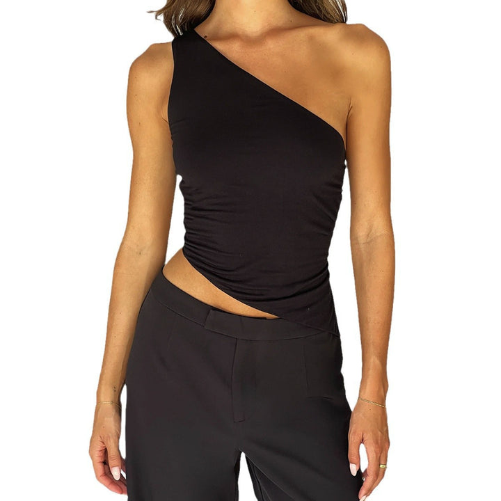 Damen asymmetrisches Top mit gerafftem Schnitt Drune