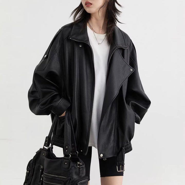 Damen Stilvolle Lederjacke Drune