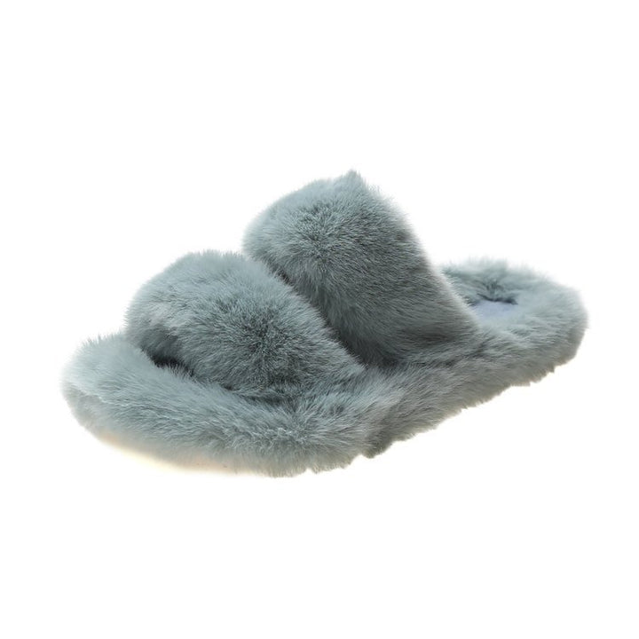 Damen Flauschige Hausschuhe mit doppeltem Riemen und weichem Innenfutter Drune