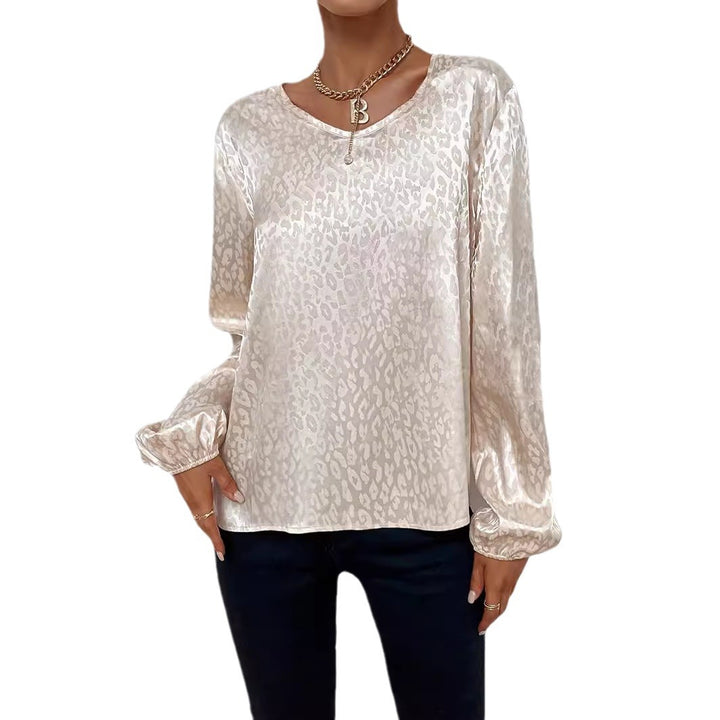Damen elegante Bluse mit modernem V-Ausschnitt und ausgefallenem Muster Drune