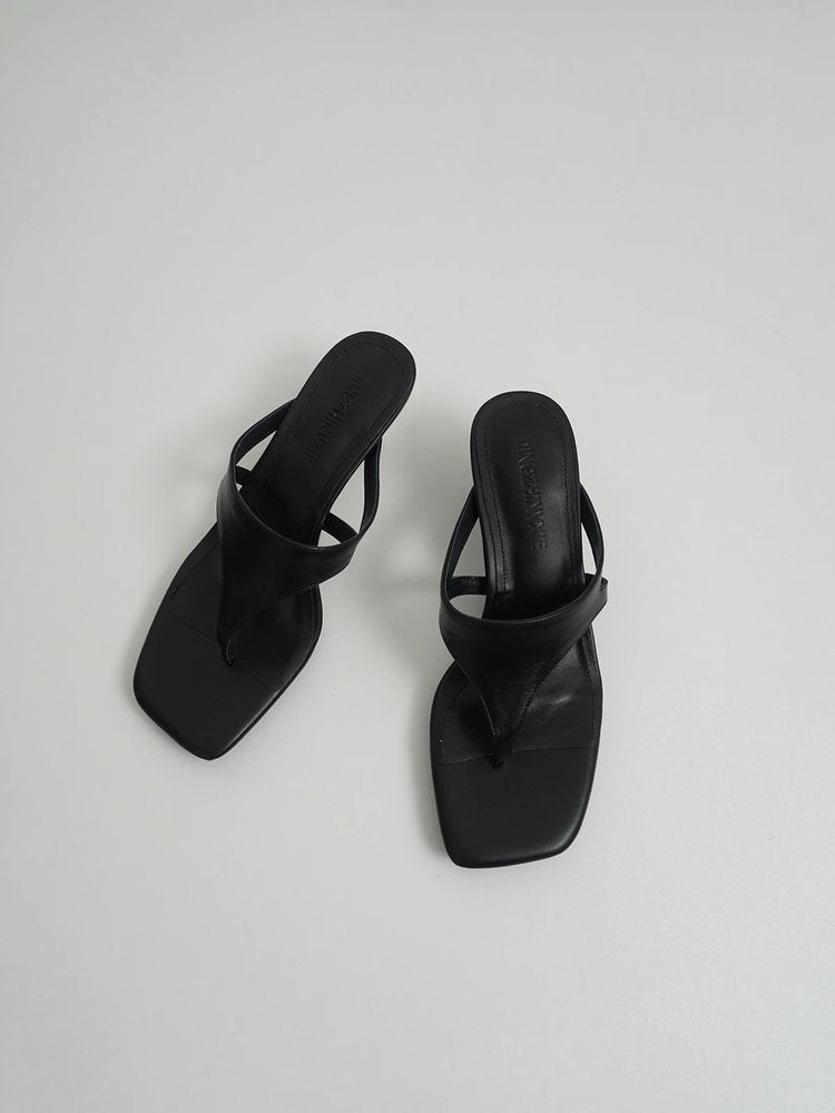 Damen elegante Zehentrenner-Pantoletten aus hochwertigem Wildleder mit bequemer Sohle Drune