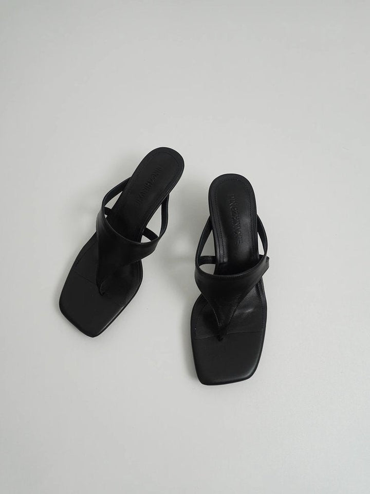 Damen elegante Zehentrenner-Pantoletten aus hochwertigem Wildleder mit bequemer Sohle Drune
