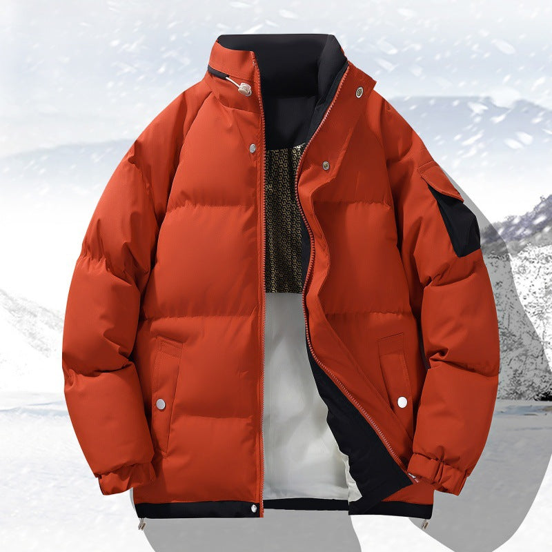 Herren wattierte Outdoor-Steppjacke mit hoher Stehkragen-Isolation und elastischen Bündchen Drune