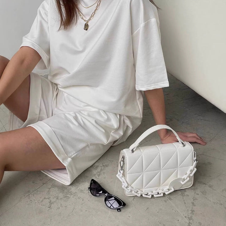 Damen lässiges Lounge-Set mit Oversized T-Shirt und Shorts Drune