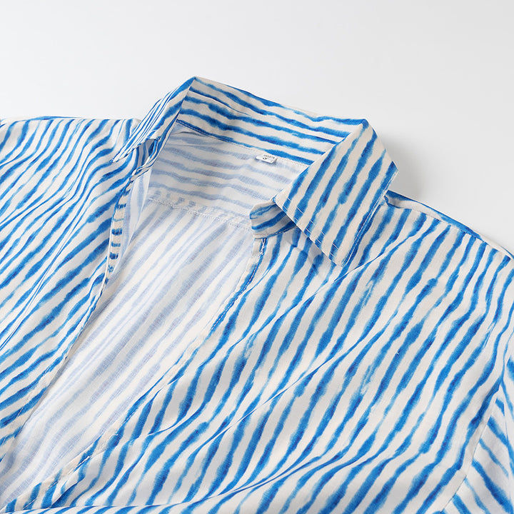 Damen nan geknotete Cropped-Bluse mit Hemdkragen und langen Ärmeln Drune