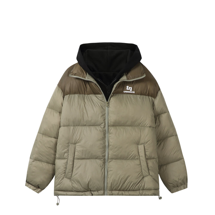 Unisex Kurz geschnittene High‑Loft Pufferjacke mit innenliegender Kapuze und Tunnelzugsaum Drune