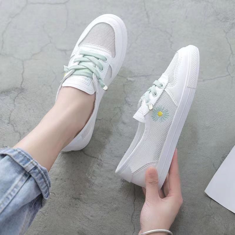 Damen lässige Sneaker mit buntem Blumenmotiv Drune