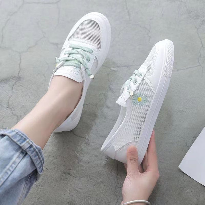 Damen lässige Sneaker mit buntem Blumenmotiv Drune