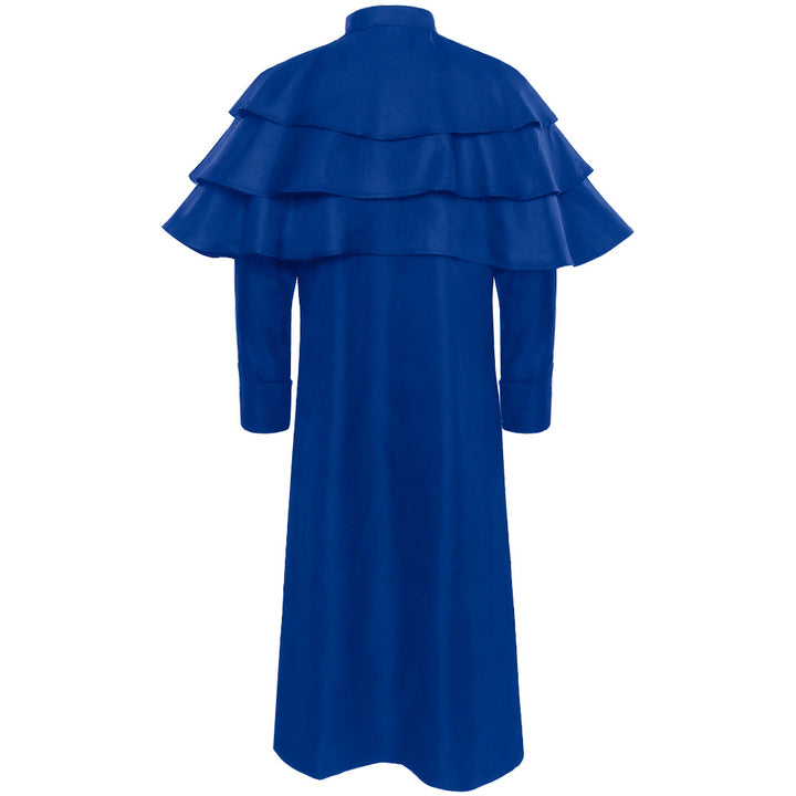 Damen nan eleganter Maxicape-Mantel mit gestuften Schultercapes und Stehkragen Drune