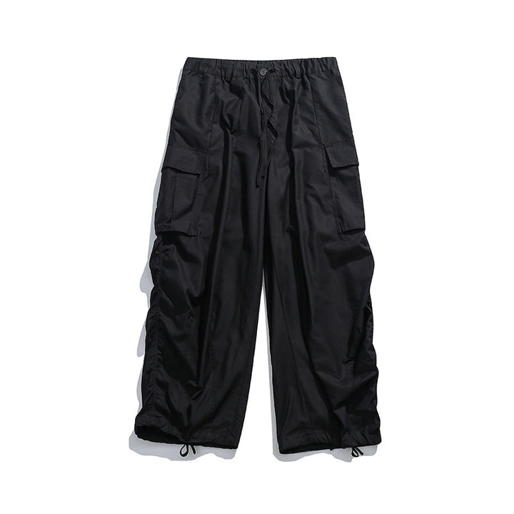 Unisex Weite Cargo-Hose mit Tunnelzugbund, großen Pattentaschen und verstellbarem Saum Drune