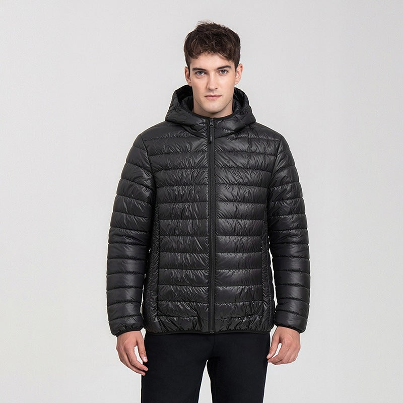 Herren Packbare Minimalistische Stepp-Kapuzenjacke mit wasserabweisender Außenlage & Thermofaser Drune