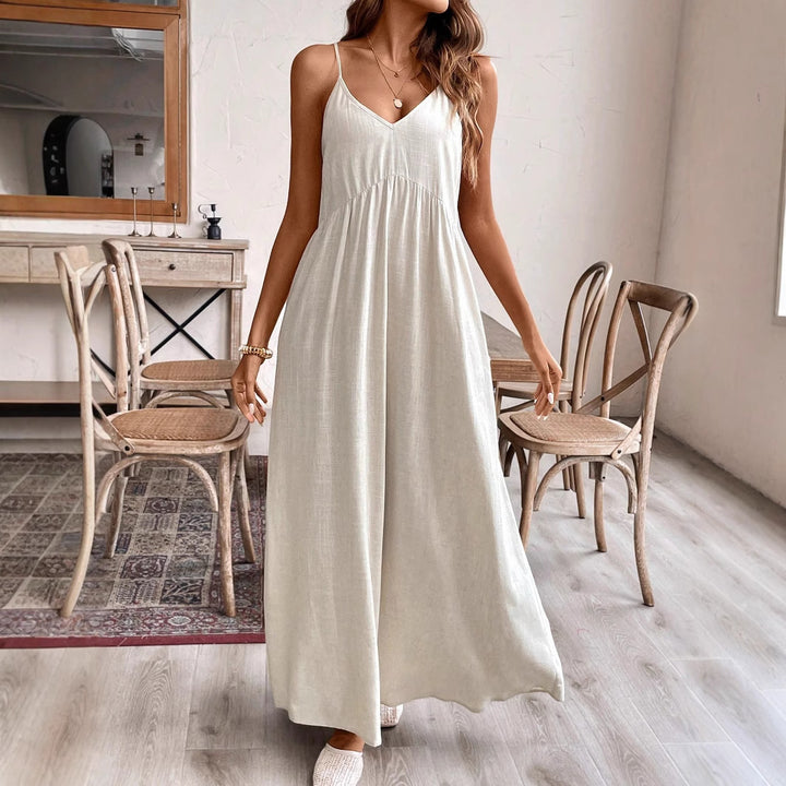 Damen Maxikleid mit Spaghetti-Trägern und lockerer Silhouette Drune