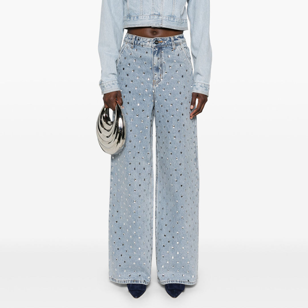 Damen Weite Jeans mit glitzernden Applikationen Drune