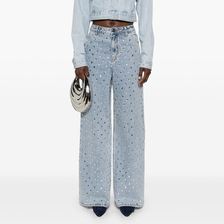 Damen Weite Jeans mit glitzernden Applikationen Drune