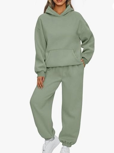 Damen nan gemütliches Oversize Hoodie und Jogginghose Set aus weicher Baumwollmischung Drune