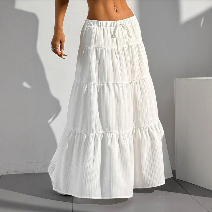 Damen Maxi-Rock mit lässigem Volant-Design und elastischem Bund Drune