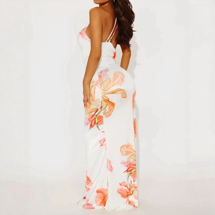 Damen Maxikleid mit asymmetrischem Träger und floralem Print Drune