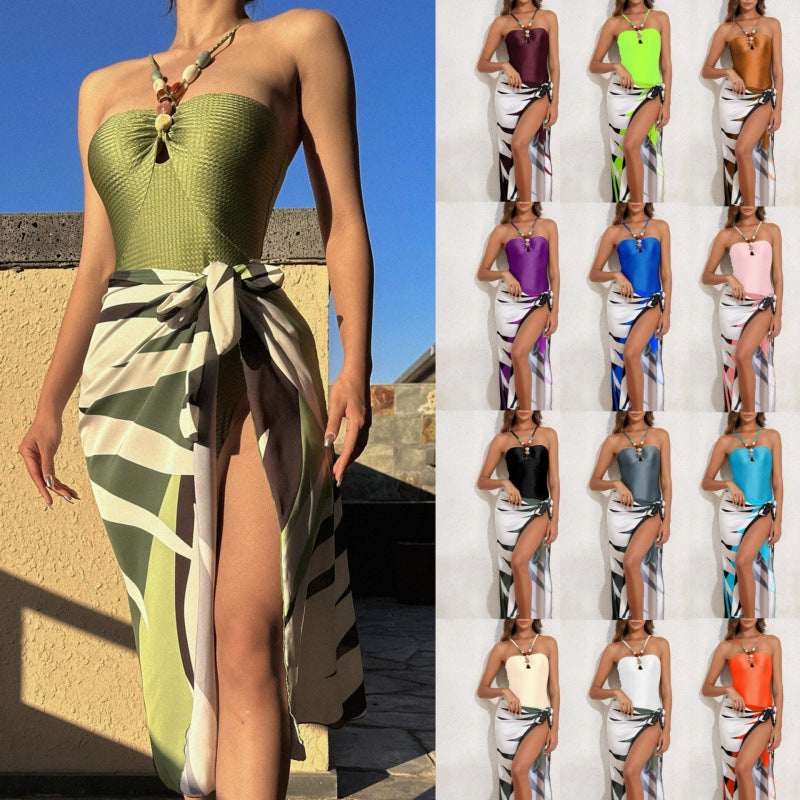 Damen Bandeau-Badeanzug mit asymmetrischem Rock Drune