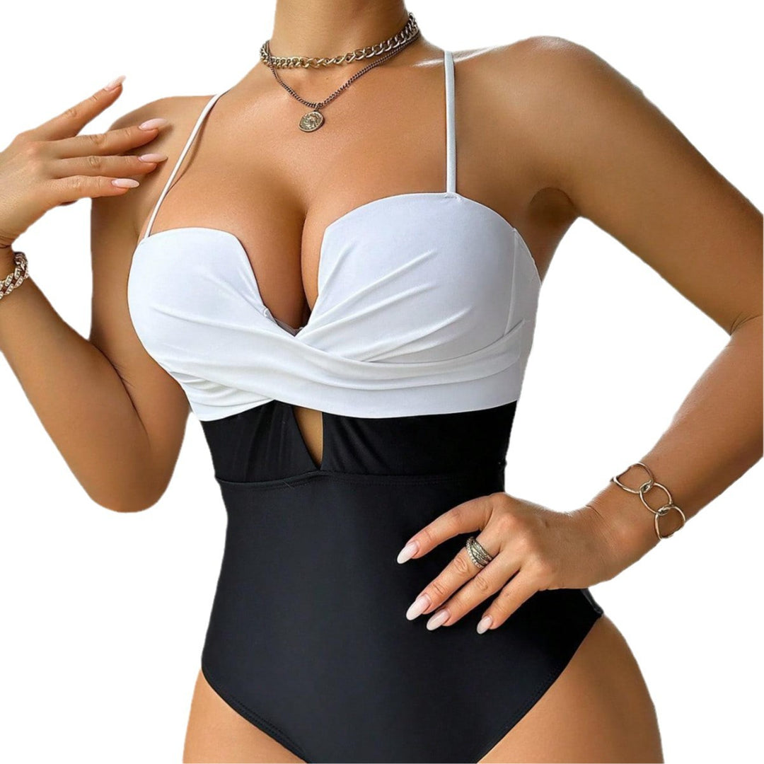 Damen eleganter Monokini mit modischem Farbblock Drune
