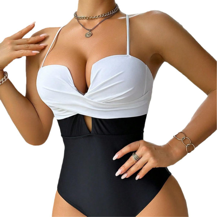 Damen eleganter Monokini mit modischem Farbblock Drune