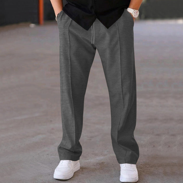Herren Relaxed-Fit Freizeit-Hose mit Bügelfalte, Tunnelzug und Eingrifftaschen Drune