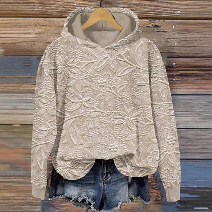 Damen Kapuzenpullover mit floralem Reliefdesign Drune