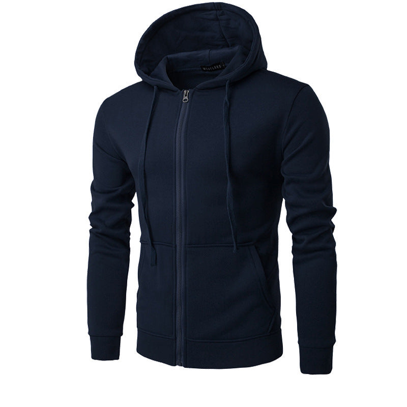 Herren nan schmal geschnittene Zip-Hoodie Jacke mit weichem Fleece-Innenfutter und Kängurutaschen Drune