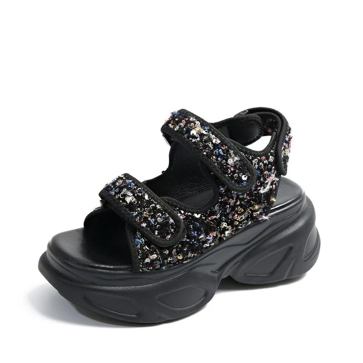 Damen Plateau-Sandalen mit verziertem Riemen und komfortabler Sohle Drune