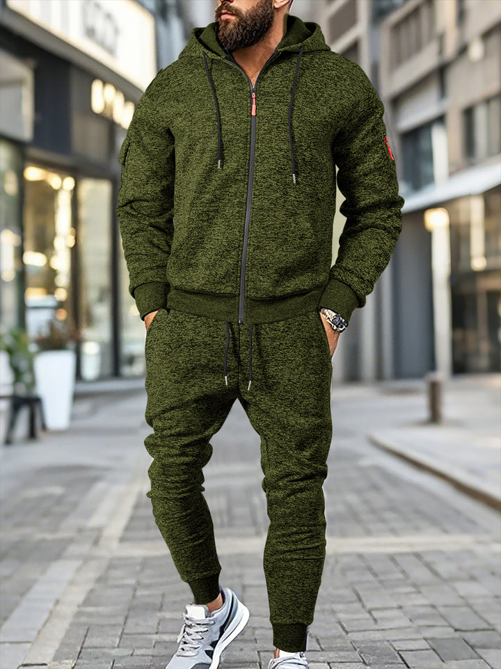 Herren stylischer Freizeitanzug mit Kapuze und praktischen Taschen Drune