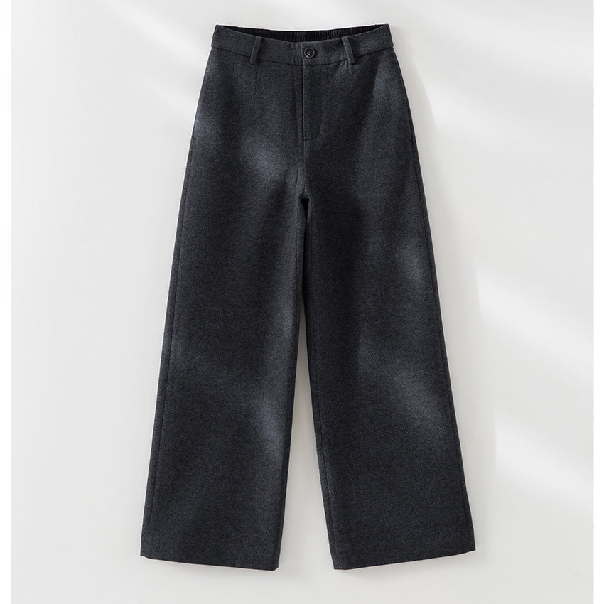 Damen Weite Highwaist-Wollmix-Hose im Culotte‑Schnitt mit Bügelfalte Drune