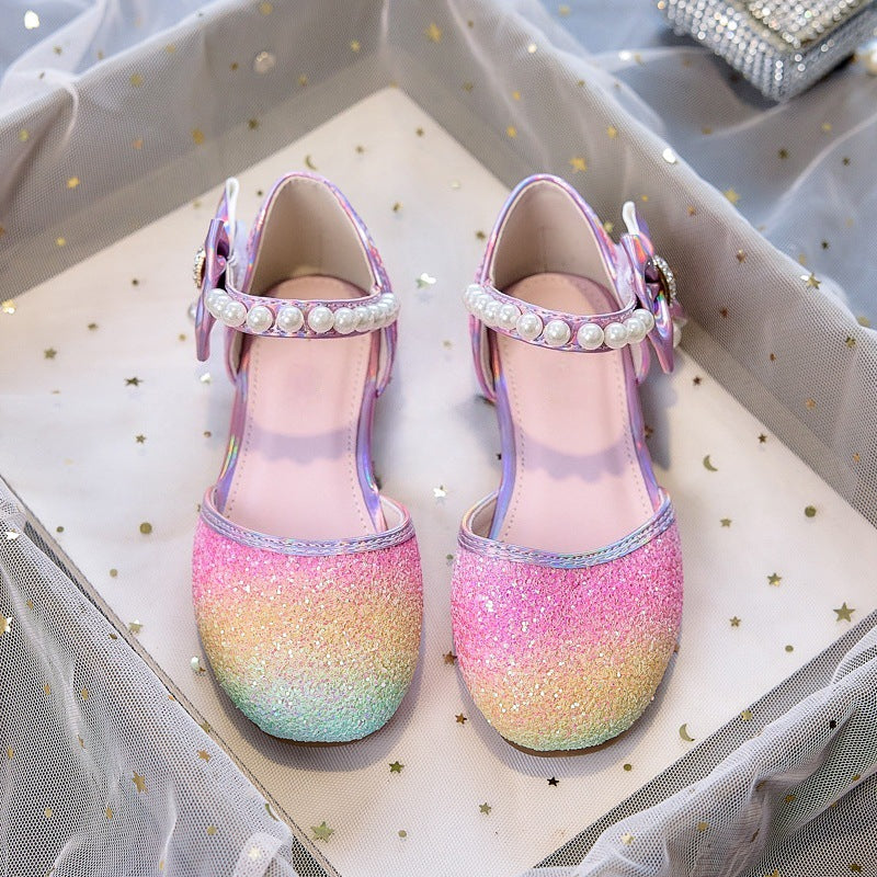 Mädchen Glitzernde Ballerinas mit Perlen und Schleifenakzent Drune