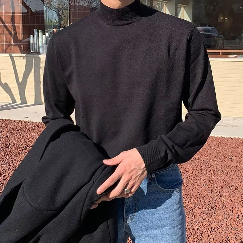 Herren Eleganter Pullover mit Mock-Neck Drune