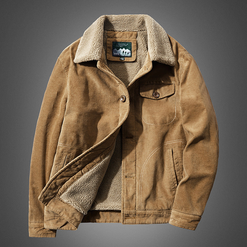 Herren Lässige Cordjacke mit Teddyfutter Drune