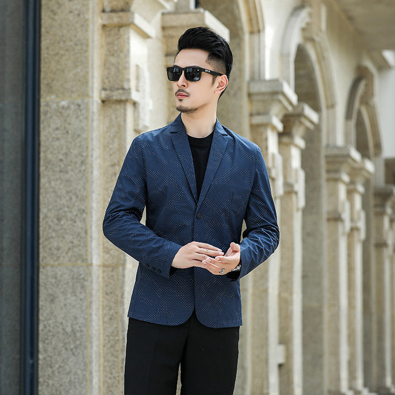 Herren Slim-Fit Sakko mit dezentem Allover‑Punktmuster Drune