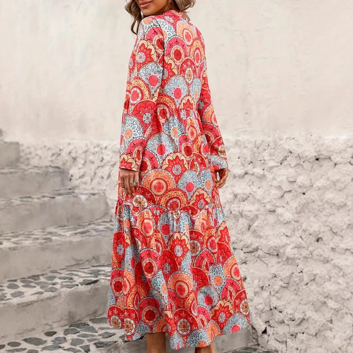 Damen Longsleeve Strandkleid mit verspieltem Muster Drune